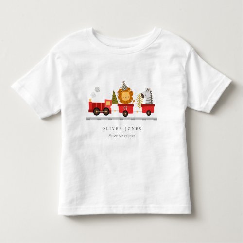 Cute Red Woodland Animal Train Any Age Birthday Toddler T_shirt