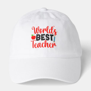 Cute Red Worlds Best Teacher Typography Hat