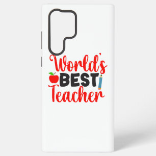 Cute Red Worlds Best Teacher Typography Samsung Galaxy S22 Ultra Case