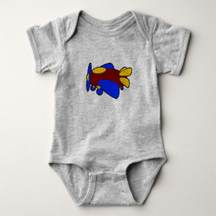 Cute Red Yellow Blue Airplane Cartoon for Kids Baby Bodysuit