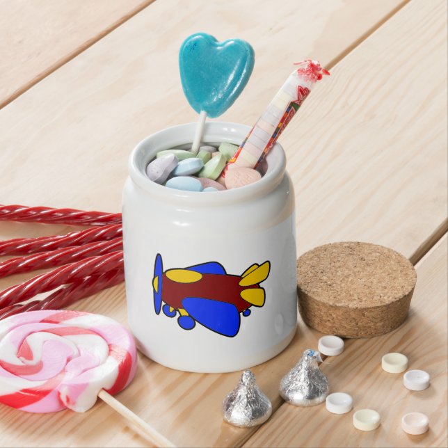 Cute Red Yellow Blue Airplane Cartoon for Kids Candy Jar (In Situ)