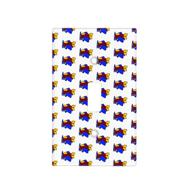 Cute Red Yellow Blue Airplane Cartoon for Kids Light Switch Cover (Front)