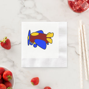 Cute Red Yellow Blue Airplane Cartoon for Kids Napkins