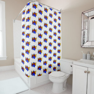 Cute Red Yellow Blue Airplane Cartoon for Kids Shower Curtain