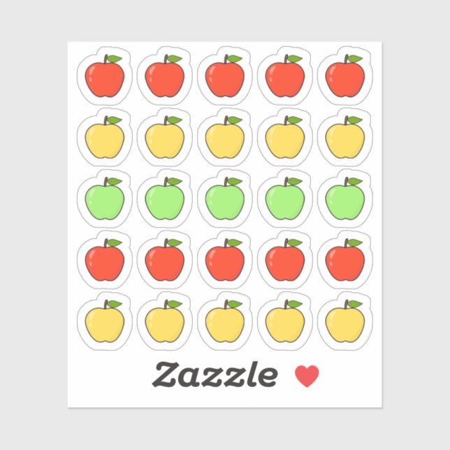 Cute Red Yellow Green Apples Icon Mini Planner  Sticker (Sheet)