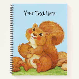 Cute Reddish Brown Squirrel in Grass Nuts Acorns Notebook