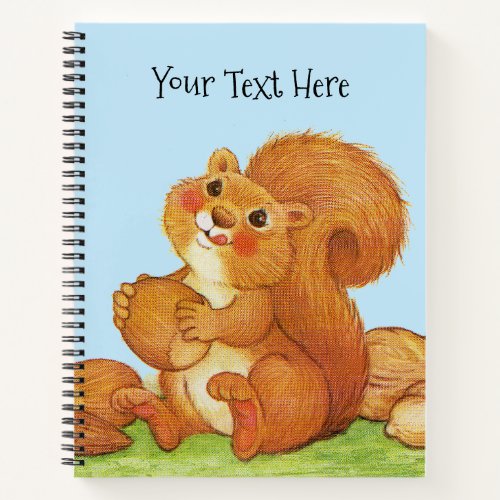 Cute Reddish Brown Squirrel in Grass Nuts Acorns Notebook