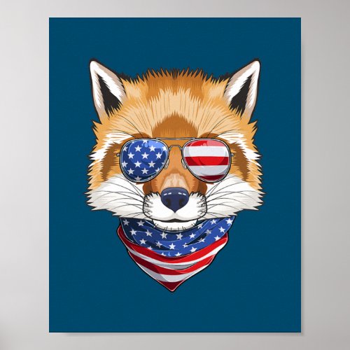 Cute Redfox Patriotic American Fox Sunglusses 4th Poster