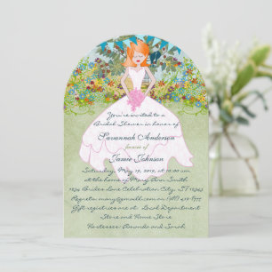 Cute Redhead Auburn Bride Boho Bridal Shower  Invitation