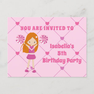 Cute Redhead Cheerleader Custom Birthday Party Postcard