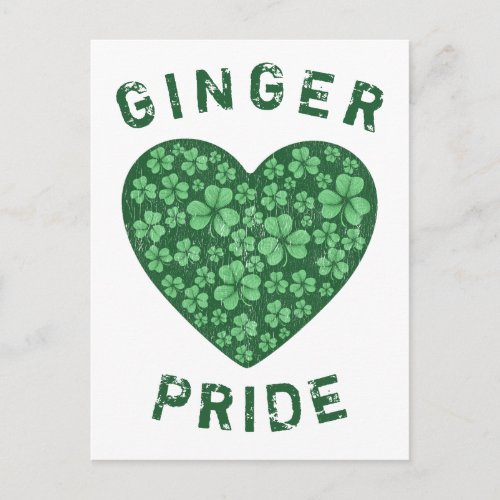 Cute Redhead Ginger Power Shamrock Green Heart Postcard