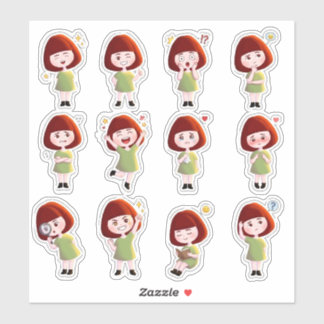 Cute Redhead Girl Stickers