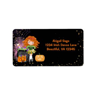 Cute Redhead Irish Dancer Halloween Address Label