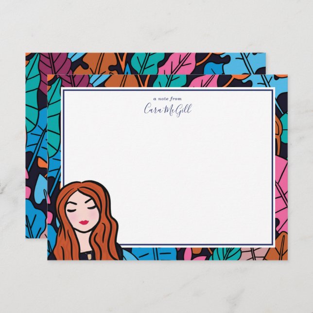 Cute Redhead Light Skin Tone Stationery Note Card (Front/Back)
