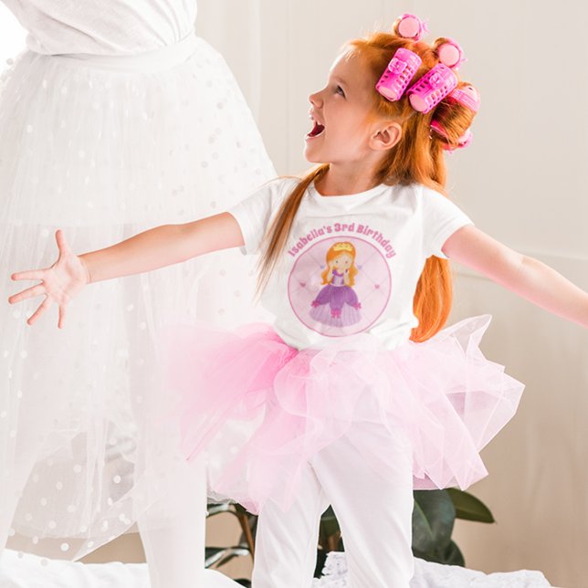 Cute Redhead Princess Girl Custom Birthday Party Toddler T-shirt (Creator Uploaded)