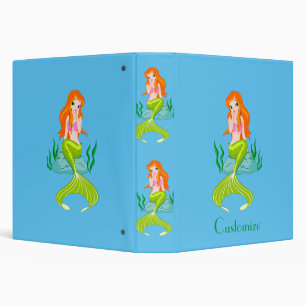 Cute Redheaded Mermaid Thunder_Cove 3 Ring Binder