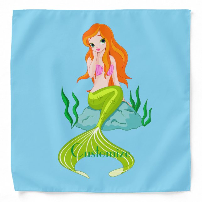 Cute Redheaded Mermaid Thunder_Cove  Bandana (Front)