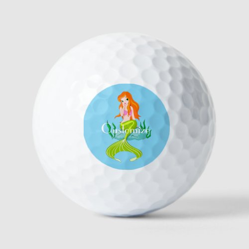 Cute Redheaded Mermaid Thunder_Cove  Golf Balls