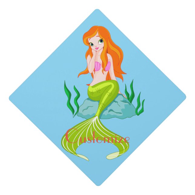 Cute Redheaded Mermaid Thunder_Cove  Graduation Cap Topper (Front)