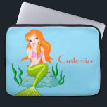 Cute Redheaded Mermaid Thunder_Cove  Laptop Sleeve<br><div class="desc">Pretty Mermaid  sitting on a rock to personalize by changing to your name on  any background color</div>