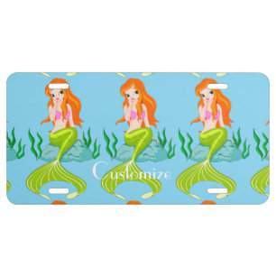 Cute Redheaded Mermaid Thunder_Cove License Plate