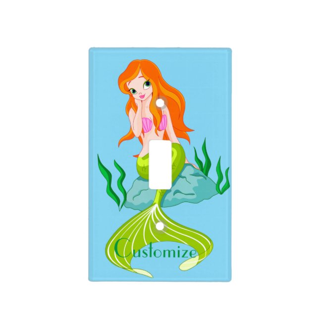 Cute Redheaded Mermaid Thunder_Cove  Light Switch Cover (Front)