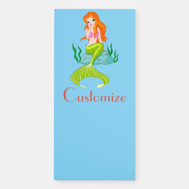 Cute Redheaded Mermaid Thunder_Cove Magnetic Notepad (Front)