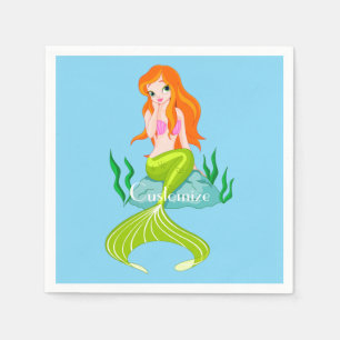 Cute Redheaded Mermaid Thunder_Cove Napkins