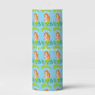 Cute Redheaded Mermaid Thunder_Cove   Pillar Candle