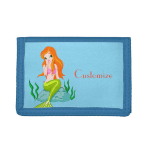 Cute Redheaded Mermaid Thunder_Cove Tri-fold Wallet