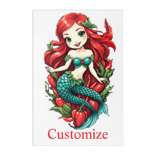 Cute Redheaded Two-tail Mermaid Thunder_Cove Acrylic Print