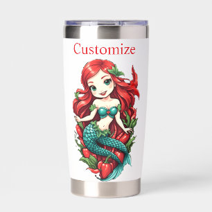 Cute Redheaded Two-tail Mermaid Thunder_Cove Insulated Tumbler