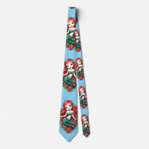 Cute Redheaded Two-tail Mermaid Thunder_Cove Neck Tie