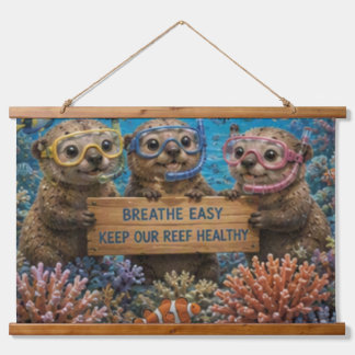 Cute Reef Conservation Otters Hanging Tapestry