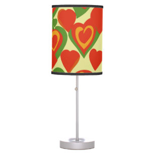 Cute Reggae Mini Hearts Red Gold Green Pattern Table Lamp