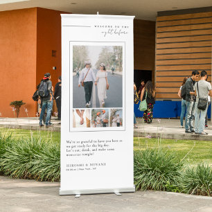 Cute Rehearsal Dinner Welcome with 4 Custom Photo Retractable Banner