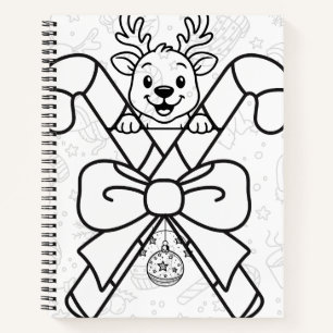 Cute Reindeer and Candy Canes Holiday Design Notebook