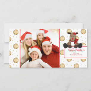 CUTE Reindeer Bells Christmas Family Photo Card