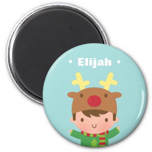 Cute Reindeer Boy Kids Christmas Fillers Magnet