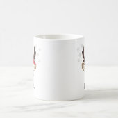 Cute Reindeer Boy Santa Hat Custom Name Christmas Coffee Mug (Center)