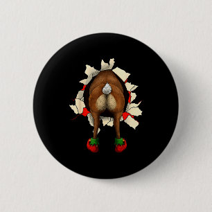 Cute Reindeer Butt Breakthrough Christmas Button