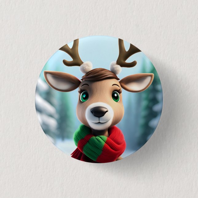 Cute Reindeer Button (Front)