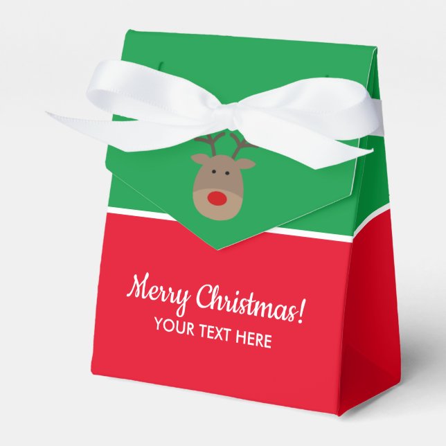 Cute reindeer cartoon custom bulk Christmas party Favor Boxes (Front Side)