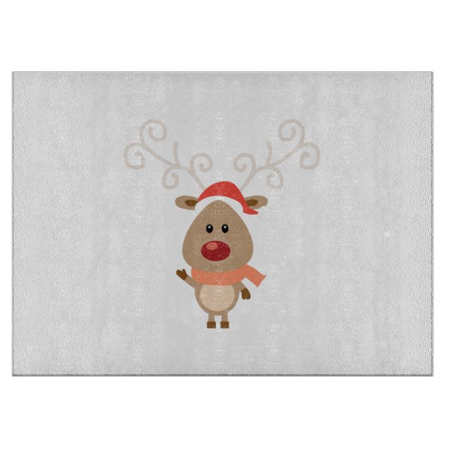 Cute reindeer cartoon cutting board (Front)