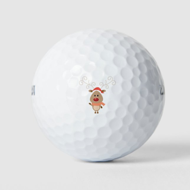 Cute reindeer cartoon golf balls (Front)