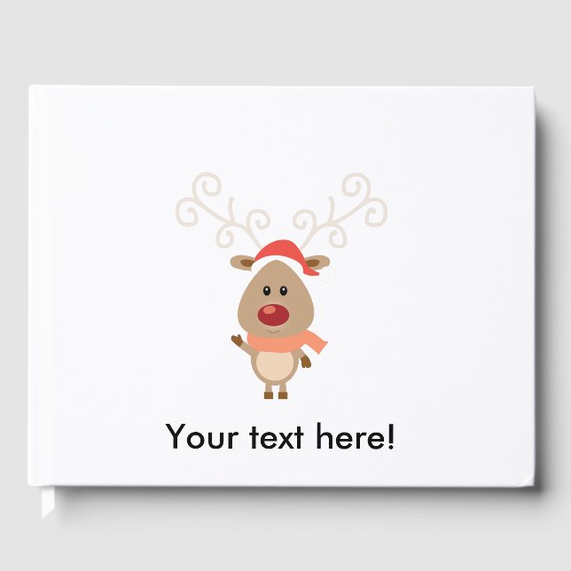Cute reindeer cartoon guest book (Front)