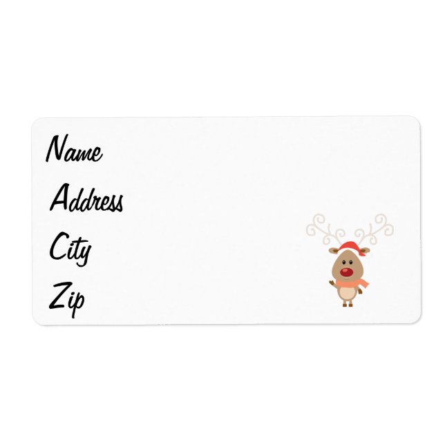 Cute reindeer cartoon label (Front)