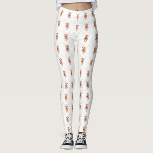 Cute reindeer cartoon leggings