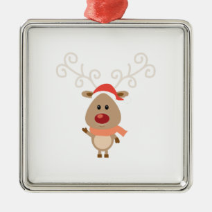 Cute reindeer cartoon metal ornament