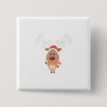 Cute reindeer cartoon pinback button